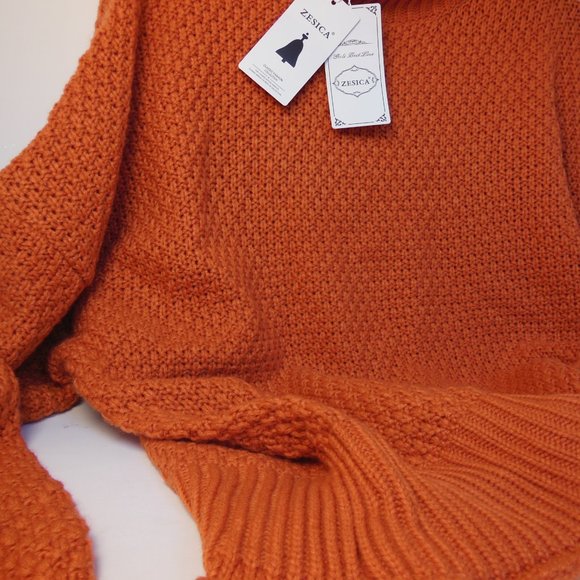 NWT ZESICA Pumpkin, Persimmon, Orange Sweater woman/ unisex XL Chunky fit. - Picture 6 of 9
